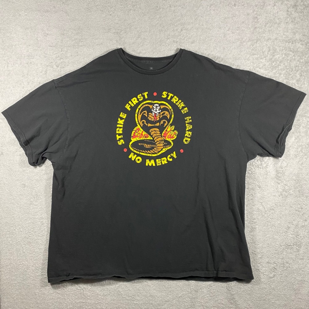 Cobra Kai Graphic T-Shirt Mens 3X Black Excellent Strike First Strike Hard‎ Tee